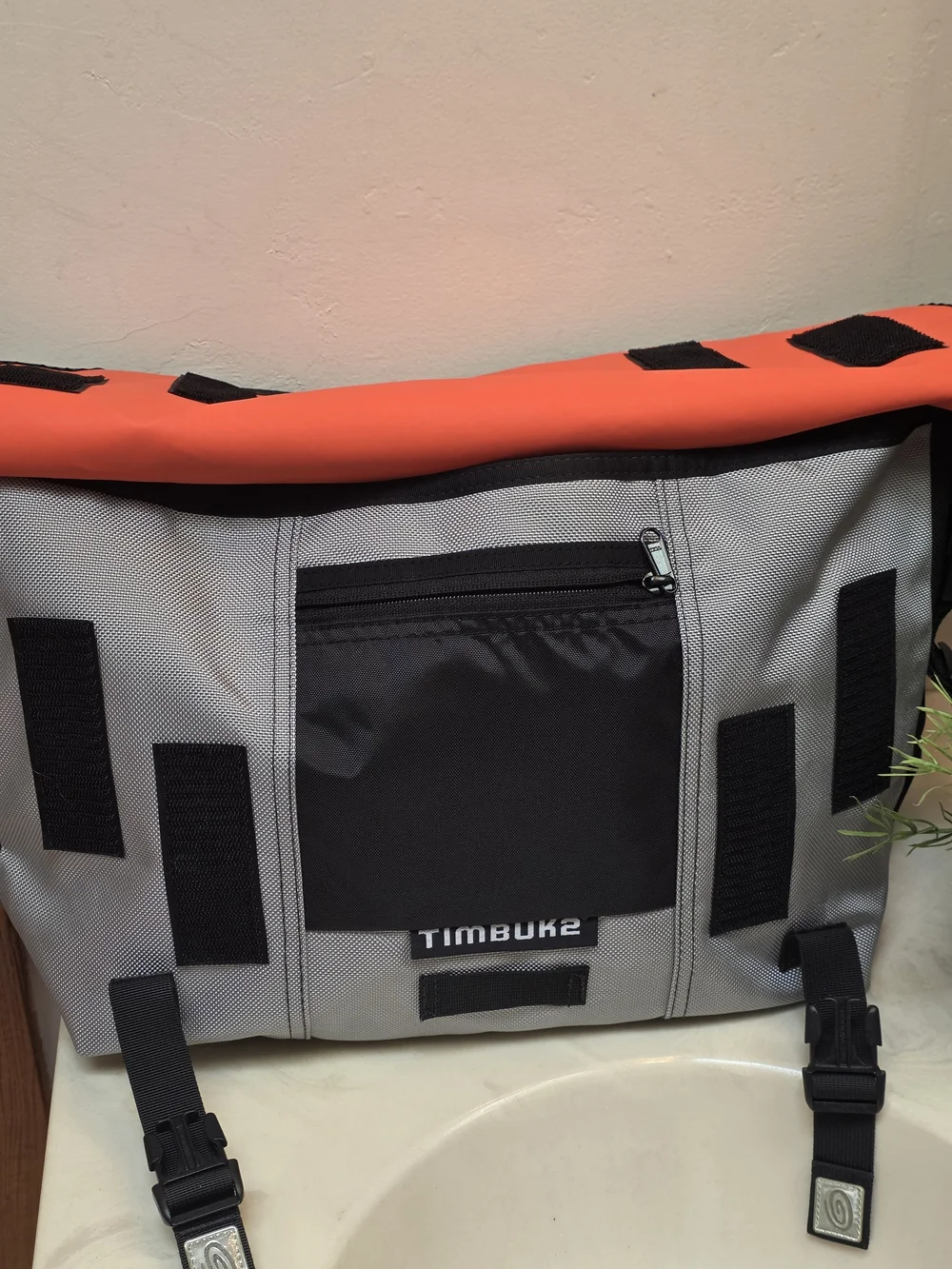 Timbuk2 Gray Messenger Bag with Orange LA Accent